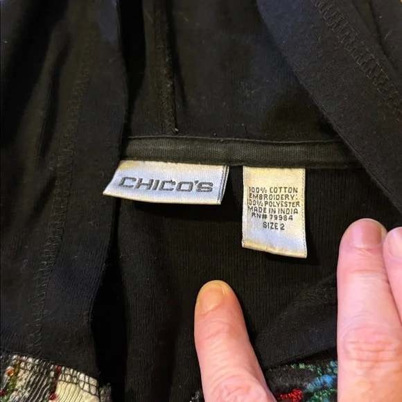 Chico’s Beaded Hoodie Zip Up Long Sleeve Jacket Size 2 (TD)